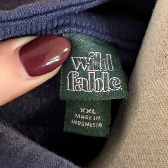 WILD Fable Women’s Sz XXL Cropped Drop Shoulder 1/4 Zip Pullover Sweatshirt Navy - Picture 6 of 7
